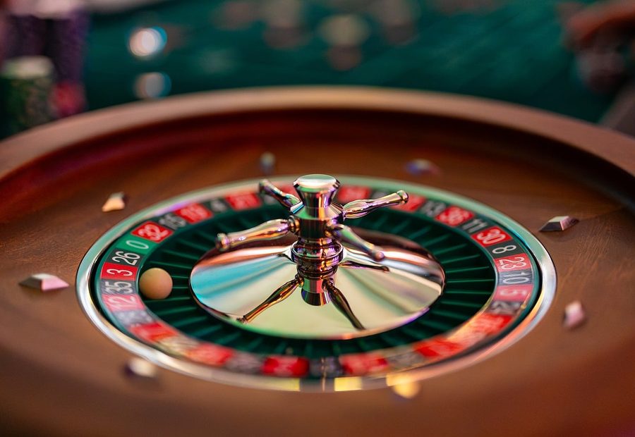 Roulette wheel in play